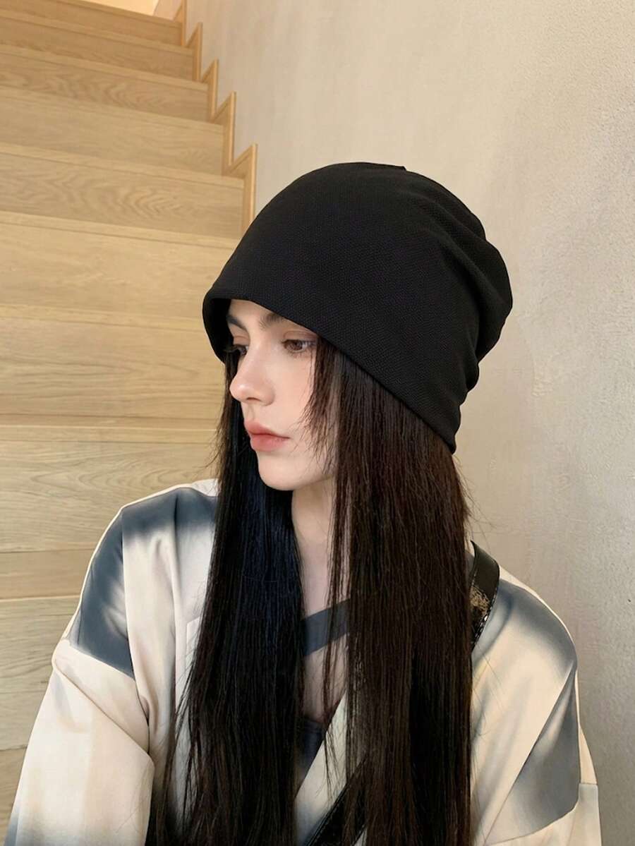 4件組純色新款女款毛絨帽,秋冬針織套頭帽,小眾時尚針織帽,孕婦帽,保暖護耳 - 彩色 - 查看 1