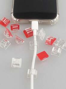 Acrylic Self-Adhesive Cable Clips/Desktop USB Cable Management Clips, Suitable For Outdoor Small Decorative Lights, Home Decor Cable Organization And More, Cable Storage Supplies, Hooks, Adhesive Hooks, Multi-Function Hooks - Multicolor - View 5
