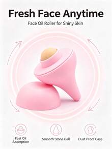 Volcanic Stone Facial Oil Absorbing Roller, Face Oil Removal Roller, Single Pack Pink - Multicolor - View 2