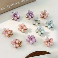 12 piezas de mini pinzas de pelo con flores lindas, adecuadas para mujeres & niñas, pinzas de pelo de cristal & perla multicolor, adecuadas para peinados largos trenzados, accesorios para el cabello (12 piezas - colores surtidos) - Multicolor - Ver 3