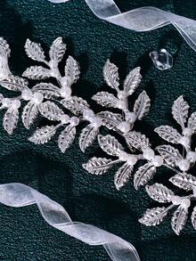 1pc Shiny Alloy Pearl Belt, Fashion Leaf Design Bridal Waist Sash, Wedding Celebration Festival Women's Accessory - Multicolor - View 7
