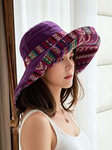 Women's Reversible Bucket Hat, Spring/Summer Sun Hat, Versatile Travel Beach Hat With Face Coverage, - Multicolor - View 3