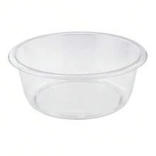 34x12cm Clear Plastic Round Washbasin, Portable Compact Laundry Tub, Space-Saving Home Storage Basin - Clear - View 4
