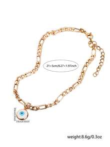 1pc Original Classic Personalized Evil Eye Pendant Anklet For Women, Suitable For Daily Wear - Yellow Gold - View 5