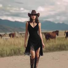 Women Mini Dresses - Black - View 1