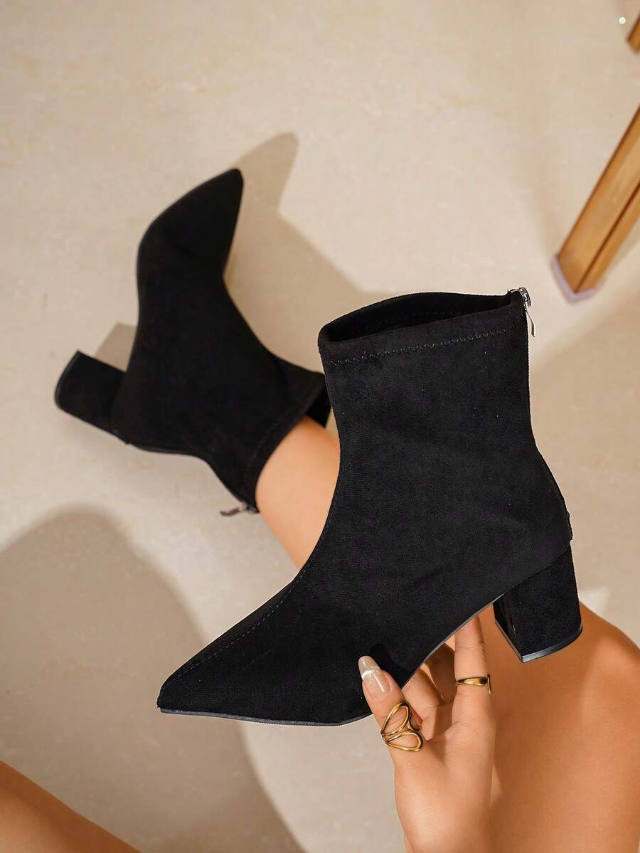 Plus Size Slip-On Boots - Black - View 1