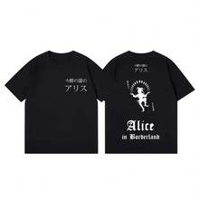 T-shirt imprimé Alice in Borderland, série TV, haute qualité, mode, t-shirts décontractés en coton à manches courtes pour hommes et femmes - Blanc - Voir 1