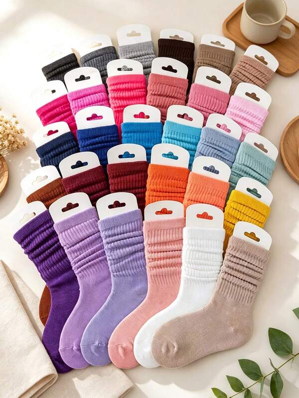 1/5/10 pares de calcetines largos holgados de color aleatorio, calcetines suaves y lindos de varios colores para niñas y jóvenes, regalo ideal para la escuela, vuelta a la escuela