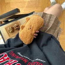 1pc Fluffy Plush Pencil Case, Back To School Supplies, Cute Ins Style Multi-Function Large Capacity Storage Bag Student Stationery Pouch - X - View 5