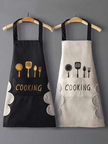 1 buah Celemek Tahan Air Poliester Tahan Lama, Celemek yang Dapat Disesuaikan, Penutup Celemek Dapur, Celemek Sekolah, Termasuk dalam Perlengkapan Dapur, Aksesori Dapur; Tali Leher dengan Saku, Unisex, Cocok untuk Memasak, Memanggang, Membakar, BBQ Luar Ruangan, Perjalanan RV, Berkemah, Cocok untuk Berbagai Liburan dan Musim Kembali ke Sekolah; Dapat Berfungsi sebagai Dekorasi Dapur, Cocok untuk Dekorasi Rumah Secara Keseluruhan, Juga Cocok untuk Dekorasi Kamar, Kelas, Perlengkapan Memasak Praktis di Rumah dan Asrama - MultiWarna - View 2