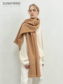 1pc Women's Solid Color Polyester Commuter Fashion Versatile Scarf For Daily Use - Camel - View 6