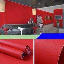 1 Roll Red Matte Textured Wallpaper, Vinyl Wall Decor, Indoor Background Wall, Cabinet, Dining Table, Wardrobe, Bookshelf Home Decor, Kitchen Decor, Room Decor, Wall Sticker - Solid Color - View 8