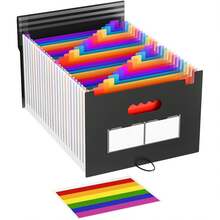 Cartella portadocumenti formato A4 con 25 scomparti, cartella espandibile stile fisarmonica, raccoglitore con divisori colorati, organizzatore per cancelleria scolastica e ufficio - Visualizzare 8