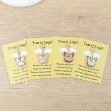 4件裝「Travel Angel」天使之翼迷你鑰匙圈小掛飾，感恩節勵志問候禮物，返校季禮物，適合男士 - 彩色 - 查看 5