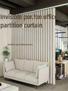 Minimalist Foldable Room Divider Curtain - Foldable, With Hooks And Storage Ties, Modern Polyester Material, Suitable For Living Room/Bedroom/Kitchen, Multiple Colors And Sizes Available, Easy To Care, Pleated Design, - A - View 3
