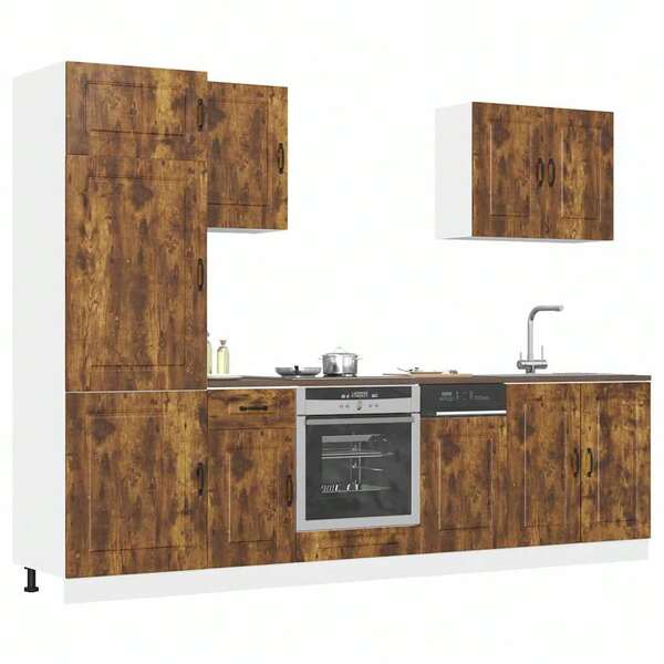 Berkfield 7 Piece Kitchen Cabinet Set Kalmar Smoked Oak Engineered Wood