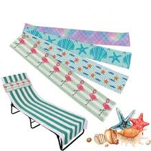 Beach Chair Towel Strap, Stretchable Wind-Resistant And Durable, Multi-Color Tropical Ocean Print, Suitable For Beach, Pool, Cruise, Hawaiian Style Pool Relaxation Accessory, Travel Essential - Multicolor - View 5