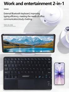 AKKHOO Wireless Keyboard, Rechargeable, Touchpad, Mini Keyboard With IPad Touch, Compatible With IPad Tablets - White - View 5