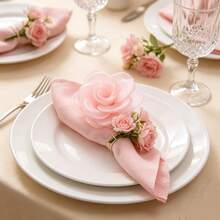 1 Stück/10 Stücke DIY rosa Stoffblume, handgefertigte Bastelblume Ornament, Haaraccessoire Blume, dekoratives Blumenaccessoire für Festivals, perfekt für Weihnachten, Halloween & alle Feiertagsdekorationen - Verschiedenfarbig - Übersicht 5