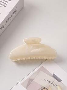 2pcs/1set 4.33inch/11cm Large Hair Clips, Elegant Curved White Solid Color Pink Minimalist Hair Clips, Suitable For Thick Ponytail Daily Styling Accessories - Multicolor - View 5