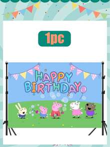 Peppa Pig مجموعة خلفيات عيد الميلاد بموضوع بيبا بيج 6 خلفيات مختلفة، قماش خلفية صور حفلة عيد الميلاد متعددة المواضيع، متوفرة بأحجام متعددة، معبأة في أكياس OPP، إكسسوارات عيد الميلاد الأول للطفل - أنماط متعددة - مشاهدة 8