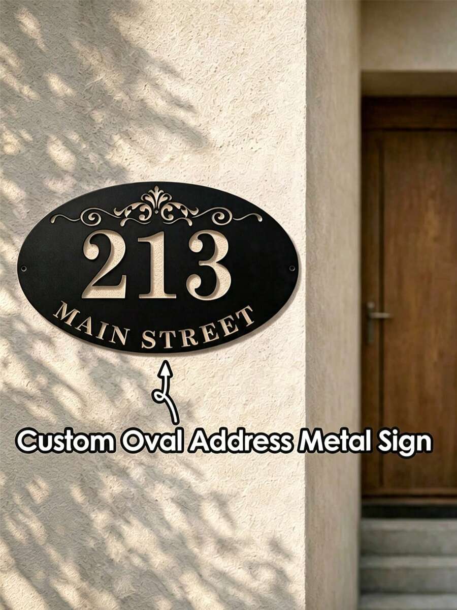 1pc Modern Metal House Number Plaque, Metal Apartment Number Sign, Metal Hotel Room Number. Address Plate. Metal Home Number. - Black - View 1