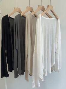 1pc Women's Thin Knit Sun Protection Cardigan Ice Silk Shawl - Multicolor - View 4