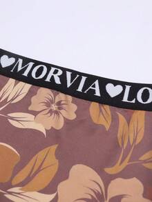 Dircho 1 pezzo Slip donna morbidi ed elasticizzati, boxer con stampa floreale marrone, vita elastica non aderente, biancheria intima quotidiana, boxer con stampa integrale - Multicolore - Visualizzare 5