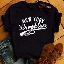 Camiseta America Style Vintage Letter Print T-Shirt Summer Moda Round Neck Cotton Tee High Quality 2025 - 款式 - 查看 1