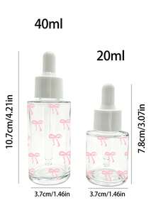 Botol Pipet Minyak Esensial Kaca Transparan Motif Pita Baru, Tersedia Ukuran 20ml/40ml, Dapat Digunakan Kembali, Cocok Untuk Pencampuran Minyak Esensial Parfum, Pengeluaran Cairan, dan Botol untuk Perjalanan - MultiWarna - View 6