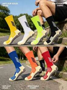 7 Pairs Professional Anti-Slip Football Socks, Thick Terry Cushion Crew Sports Socks For Men And Women - Multicolor - View 9