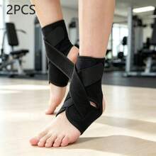 1pc/2pcs Unisex Adjustable Ankle Compression Strap, Suitable For Football, Running, Hiking, Basketball And Multiple Outdoor Sports Ankle Support Brace - Black - View 8