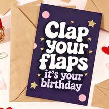 1件生日卡片，附信封邀請函「Flap Your Wings」幽默生日卡，適合生日慶祝派對禮物，加厚加大信封與卡片 - A - 查看 7