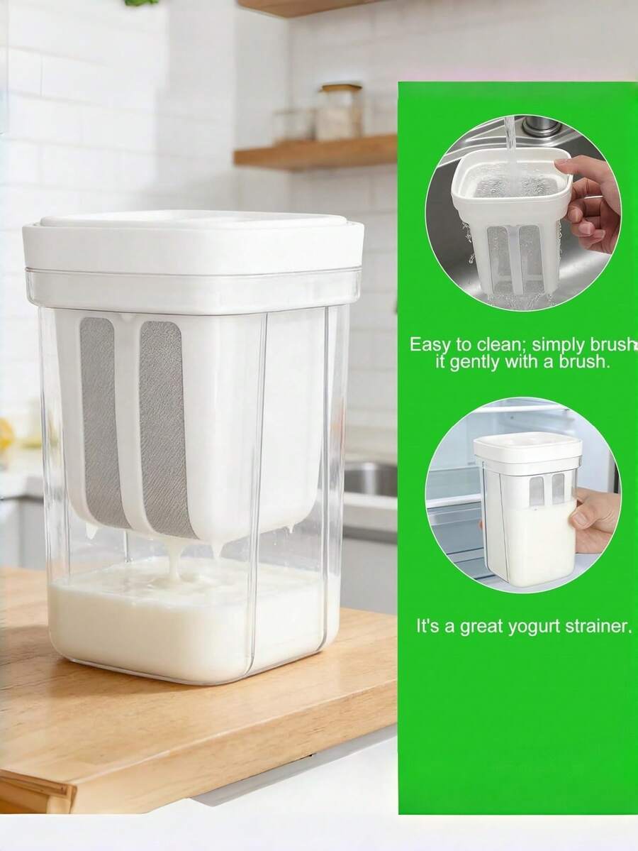 1 pieza Kit para hacer yogur - Colador ultrafino y 1 pieza recipiente de almacenamiento rectangular con tapa abatible para yogur griego, adecuado para el hogar, la tienda, la fiesta, la reunión