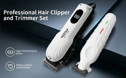 HIENA Professional Hair Clipper Set, Wireless Electric Men's Hair Clipper, 3-In-1 Beard Trimmer With LCD Display, T-Blade, Large Capacity Battery, Meets Men's Daily Shaving And Haircutting Needs, Comes With Multiple Accessories And Gift Box Packaging, Ideal Gift For Your Partner