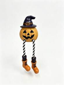 1/3 Halloween Hanging Leg Shelf Sitting Decor, Resin Witch Hat Pumpkin Ghost Bat Hanging Ornament With Hanging Rope Legs, Pumpkin Lantern Statue, Autumn Horror Table Decor, Indoor/Outdoor Halloween Party Home Desktop Decoration, Novel Halloween Gift Suitable For Friends Or Family - Hanging Leg Shelf Ornament - View 14