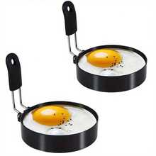 2pcs Egg Rings Stainless Steel Egg Cooking Rings Pancake Mold For Frying Eggs And Omelet Kitchen Gadgets Kitchen Stuff Kitchen Accessories Home Kitchen Items - Black - View 7