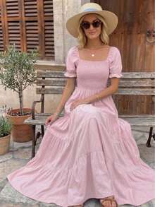 Women Long Dresses - Pink - View 4
