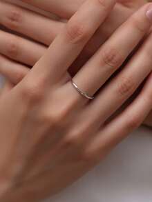 MODIAN 925 Sterling Silver Women's Asymmetric Wavy Thin Ring, Smooth Curved Stackable Finger Ring, Daily Delicate Silver Jewelry Gift - Silver - View 3