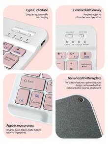 AKKHOO Teclado inalámbrico ultrafino de 10 pulgadas, recargable y silencioso, adecuado para tableta/portátil, compatible con teclado iPad Mini, tamaño: 25 cm * 15 cm * 0,6 cm - Rosa - Ver 5