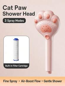 Adjustable Handheld Shower Head, Cat Paw Design, 3 Massage Settings, Built-In Filter; Suitable For Bathroom Use, Wall-Mounted Or Hanging, Plastic Material, Designed For Showering - Multicolor - View 15