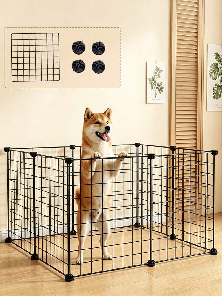 Pagar Hewan Peliharaan Kawat Logam DIY, Gerbang Isolasi Kucing dan Pagar/Pembatas Anjing; Panel Jaring Logam Modular yang Dapat Dikonfigurasi Secara Bebas (Cocok untuk Kucing, Hamster, atau Kelinci), Dapat Digunakan sebagai Pagar Isolasi atau Pembatas Keamanan Hewan Peliharaan - MultiWarna - View 8