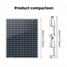 New 50W Portable Solar Panel Kit With 100A Solar Charge Controller, High-Efficiency Solar Panel And Alligator Clips, Suitable For RV, Camping, Car, Boat, Picnic, Etc., Can Power Tablets, Smartwatches, Power Banks In Sunlight, Portable Design - Black - View 4