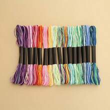 16 Colors Polyester Embroidery Thread Set - Vibrant Rainbow Cross Stitch Thread, 100% Polyester Fiber, Perfect For DIY Bracelet Making And Craft Projects - 16pcs Embroidery Thread Set - View 8