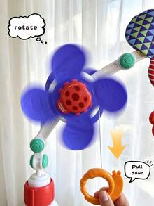 1pc Adjustable Multi-Function Baby Stroller Hanging Arch Toy For Boys And Girls, Includes Colorful Beads Rattle, Crinkle Paper, Squeaker, Flapping Wings Bee And Pull String Rotating Windmill, Sensory Toy For Newborn Baby Gift - Multicolor - View 4
