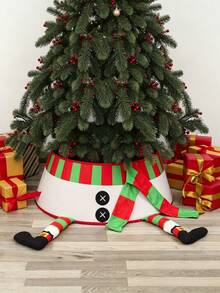 1pc Christmas Tree Skirt, Red And White Trim, No Assembly Required, Suitable For Standard Christmas Tree Secure Seal, Home, Office, Party Holiday Decoration, Fabric Material, Christmas Tree Skirt, Seasonal Home Decor, Santa Claus - Christmas Tree Skirt - View 2