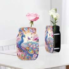 Diamond Painting Peacock Vase Kit DIY 5D Crystal Art Acrylic Flower Holder For Adults, Freestanding Decorative Desktop Vase, Colorful Bird Diamond Art Home Decor - Peacock - View 7
