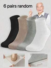 3/4/6/12/20 paires de chaussettes mi-mollet amples pour hommes grande taille, haute élasticité convenant aux pieds enflés, non contraignantes, couleur unie (noir, blanc, gris), polyvalentes pour un port quotidien, convenant aux personnes d'âge moyen et âgées, conception à ouverture ample, port toutes saisons, chaussettes en coton décontractées - Multicolore - Voir 5
