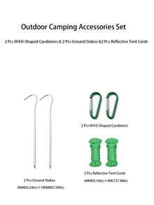 6PCS Set.12PCS Set Camping Tent Accessories Kit, Includes Tent Stakes, Wind Ropes And D-Shaped Buckles, Suitable For Outdoor Camping - Multicolor - View 16