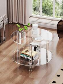 1 Set Mesa lateral de acrílico DIY, desmontada para ensamblar, mesa de centro desmontable adecuada para sala de estar, dormitorio, baño, pasillo, estantería de almacenamiento, requiere autoensamblaje a la entrega - Negro - Ver 1